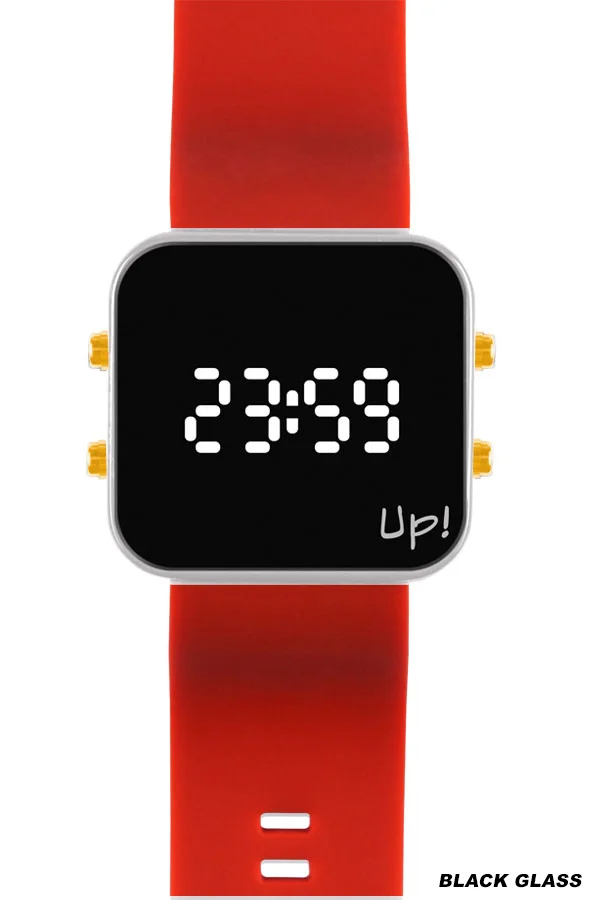 Up! Watch New Black Glass Gold Key Beyaz & Kırmızı Kol Saati