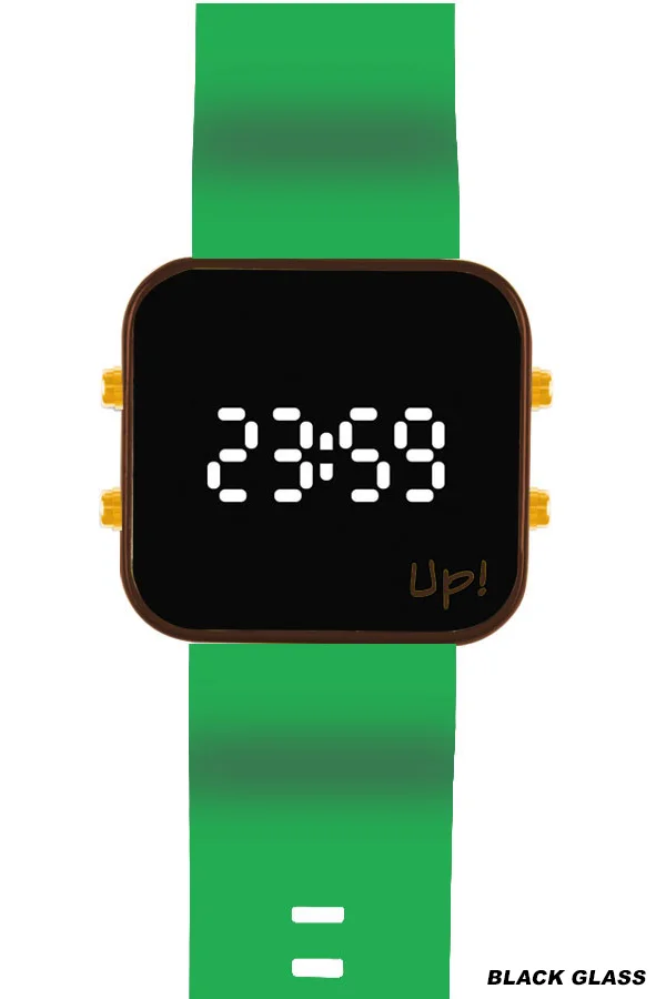 Up! Watch New Black Glass Gold Key Kahverengi & New Yeşil Kol Saati