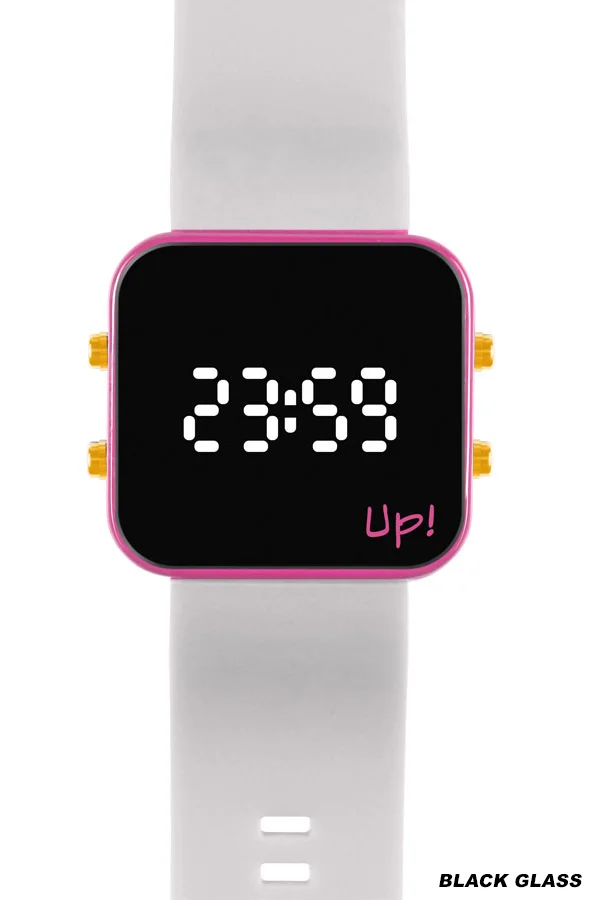 Up! Watch New Black Glass Gold Key Pembe & Beyaz Kol Saati