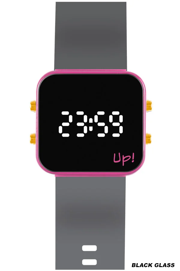 Up! Watch New Black Glass Gold Key Pembe & Gri Kol Saati