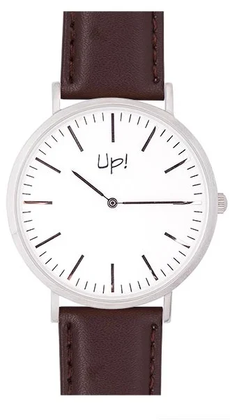Up! Watch Silver & D.brown Slim Case Saat