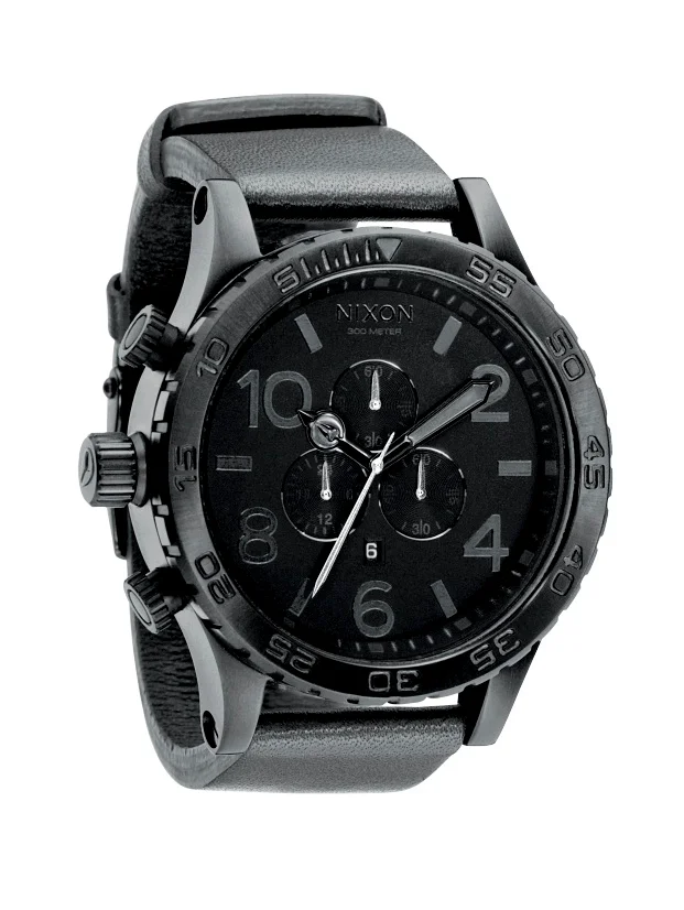A124-001 - Nixon 51-30 Chrono Leather All Black Kol Saati - A