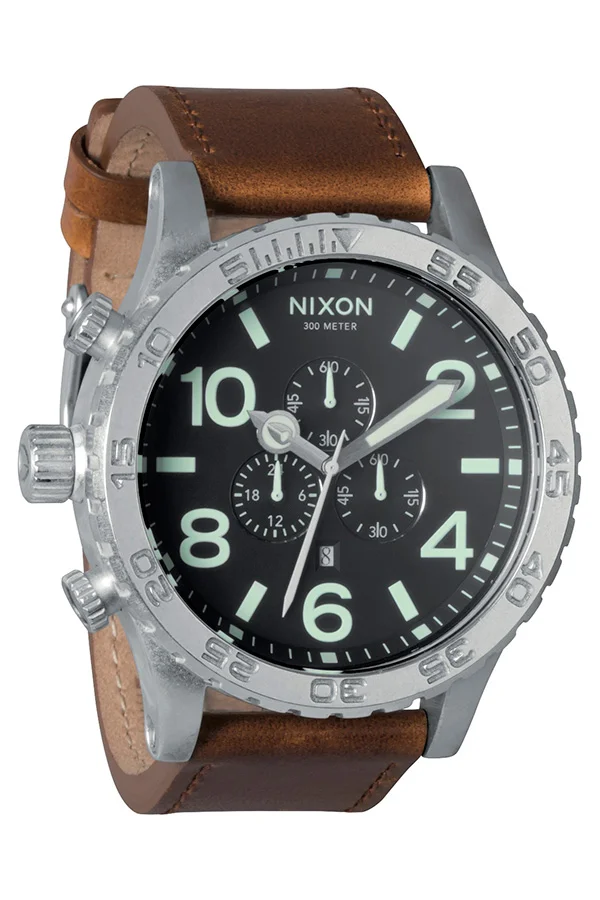 Nixon A124.1037 51-30 Chrono Leather Black/saddle