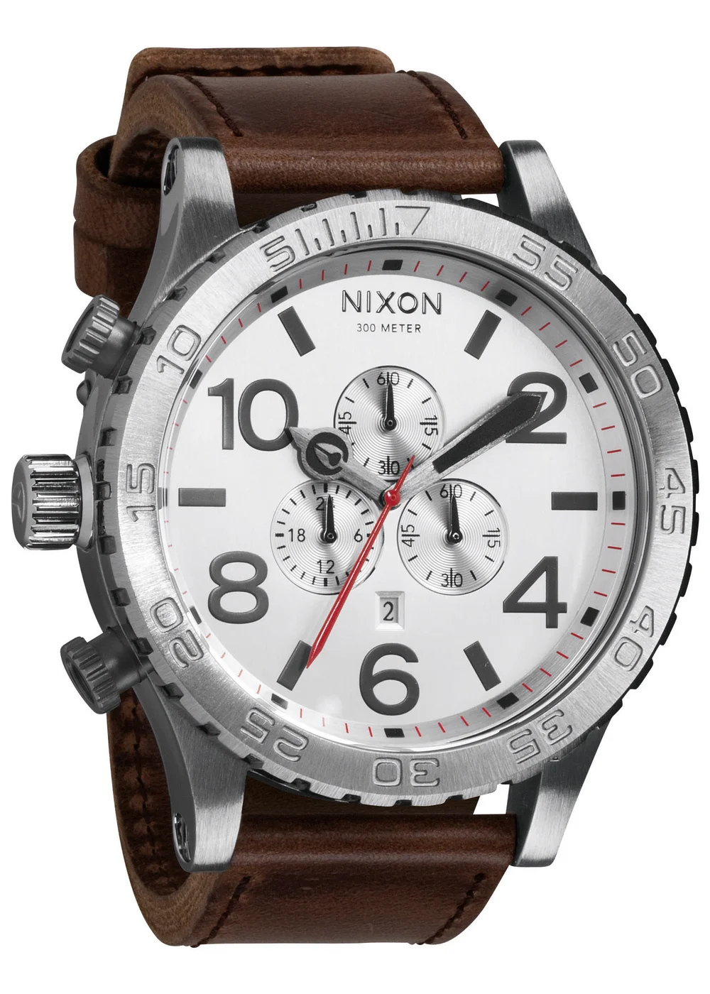 A124-1113 - Nixon 51-30 Chrono Leather Silver / Brown Kol Saat
