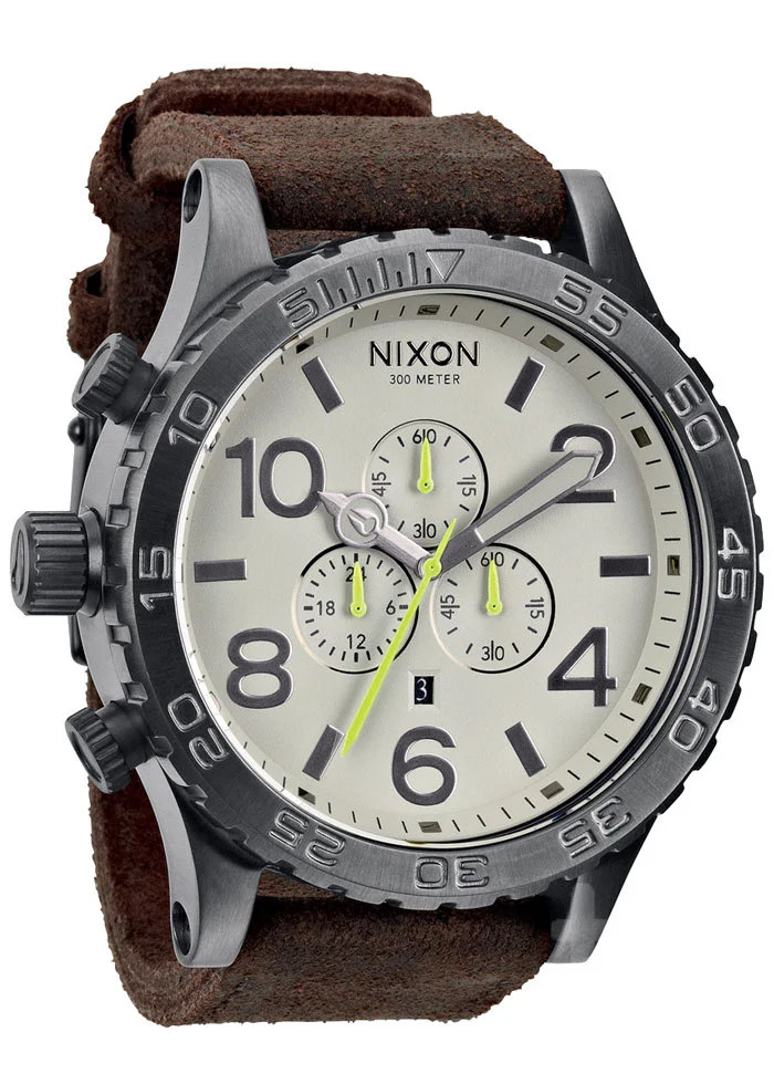 A124-388 - Nixon 51-30 Chrono Leather Gunmetal / Brown Kol Sa