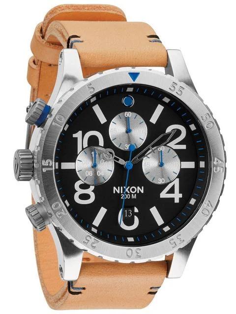 A363-1602 - Nixon 48-20 Chrono Leather Natural / Black Kol Saa