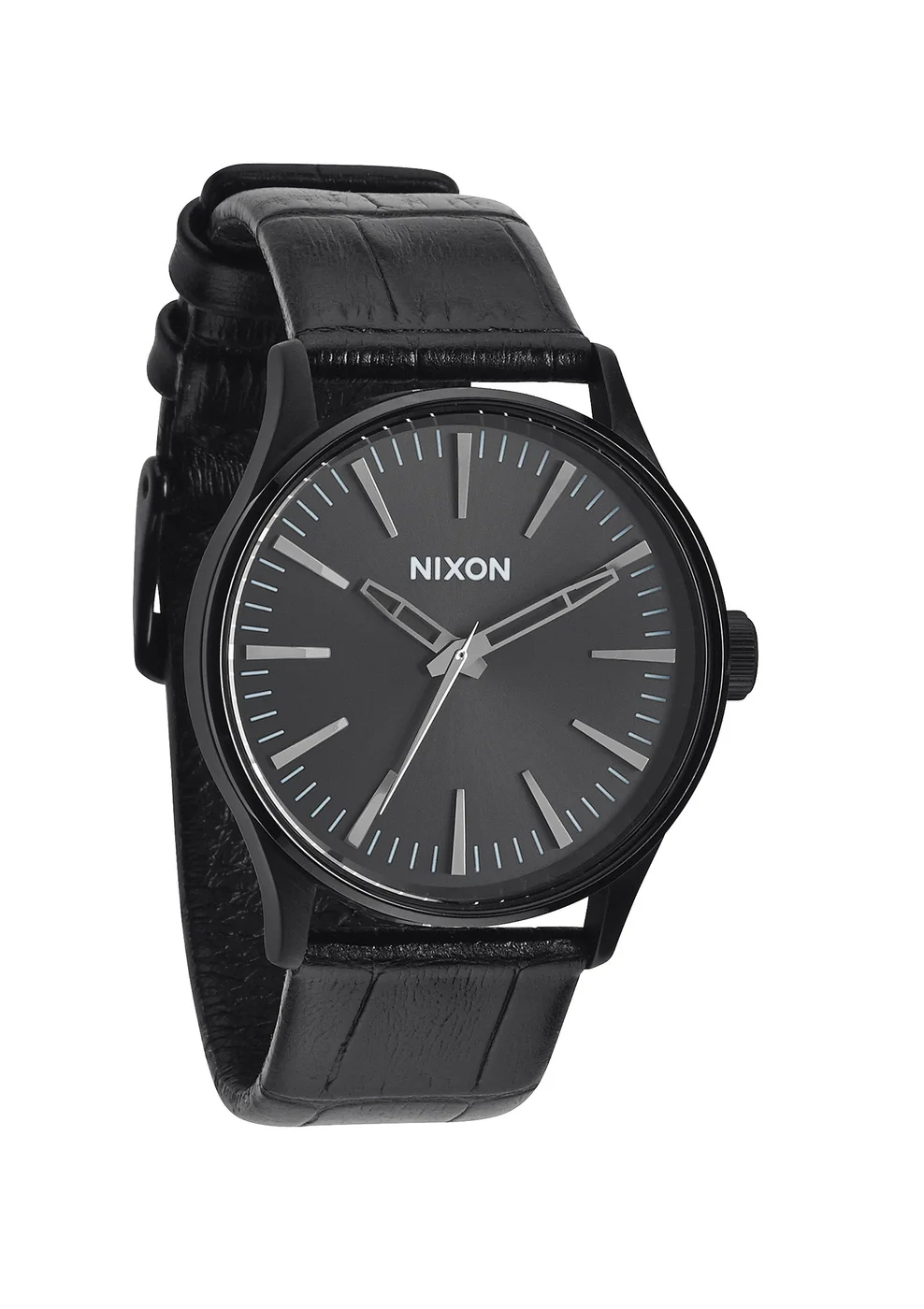 A377-1886 - Nixon Sentry 38 Leather Black Gator Kol Saati - A3