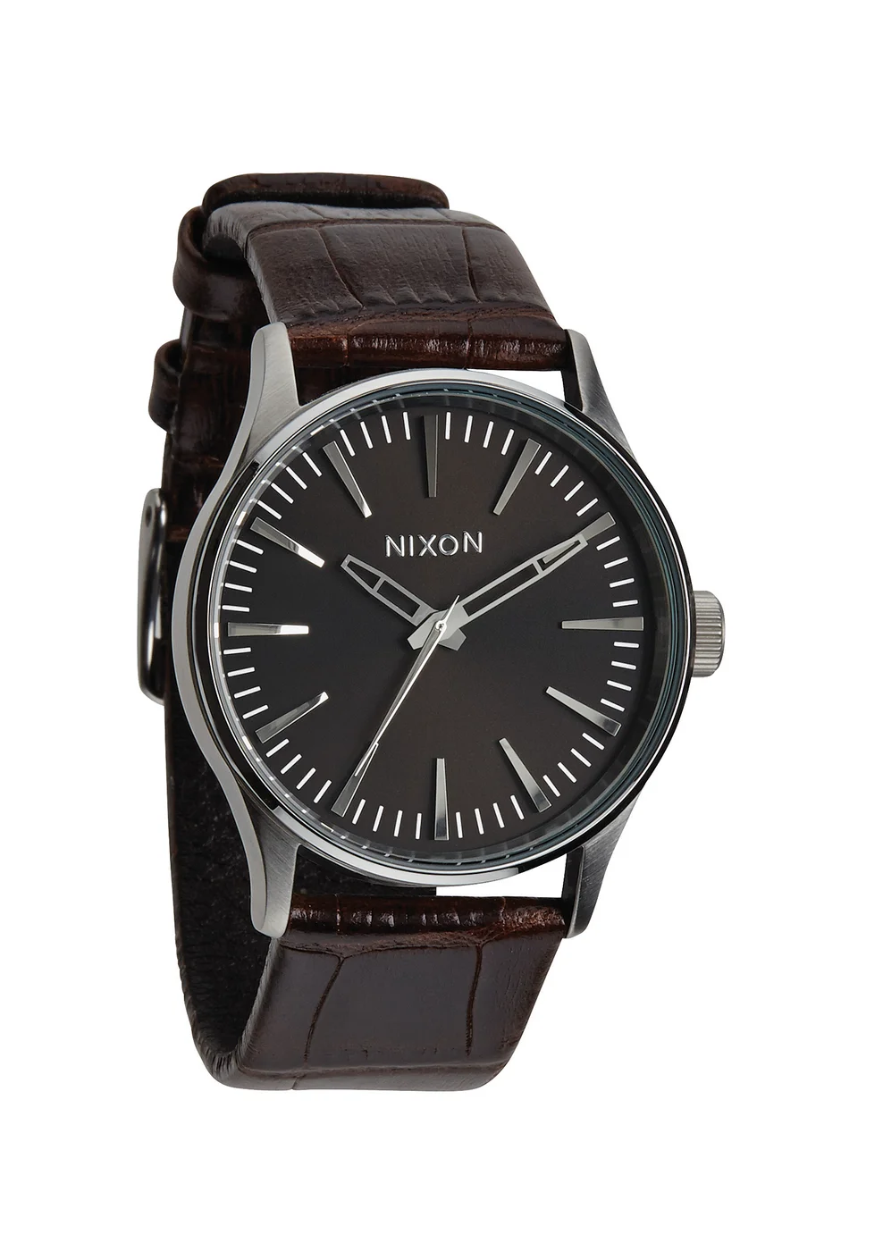 A377-1887 - Nixon Sentry 38 Leather Brown Gator Kol Saati - A3