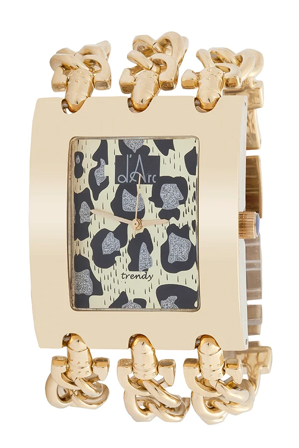 d'Arc Gold Three-Chained Leeopard Saat