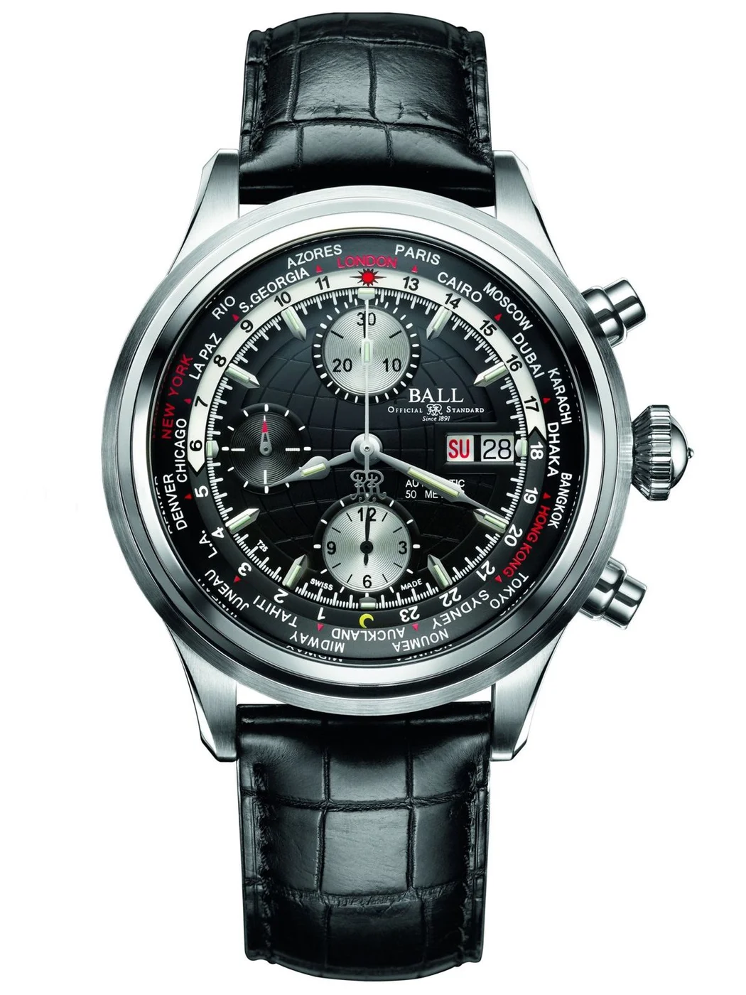 Ball CM2052D-LFJ-BK Trainmaster Worldtime Kol Saati