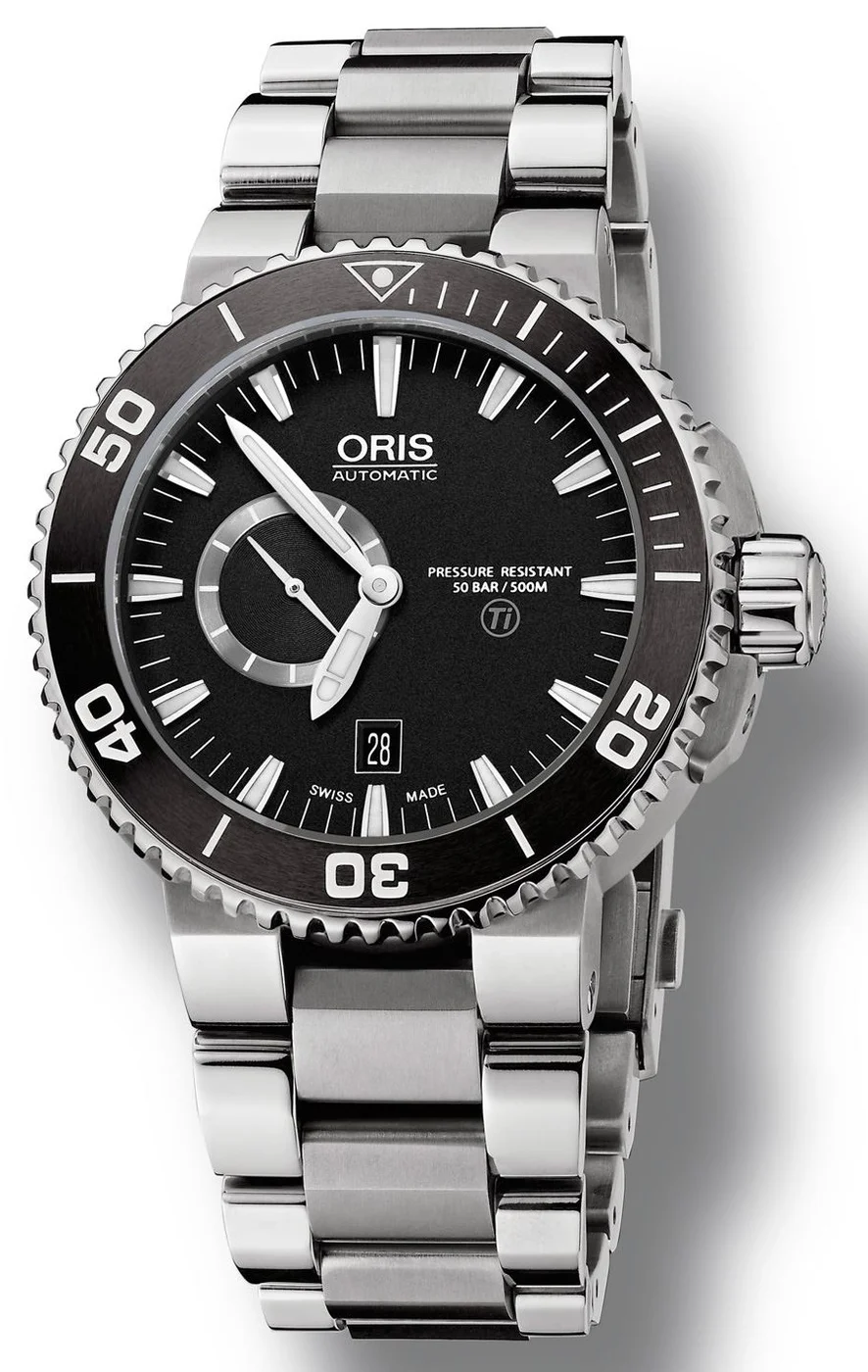 Oris 743.7664.71.54M Diving Aquis Titan Small Second, Date Kol Saati