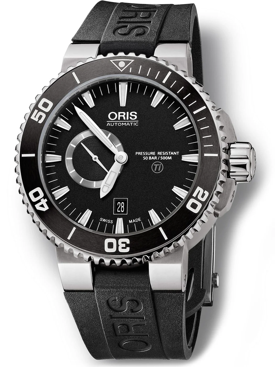 Oris 743.7664.71.54R Diving Aquis Titan Small Second, Date Kol Saati
