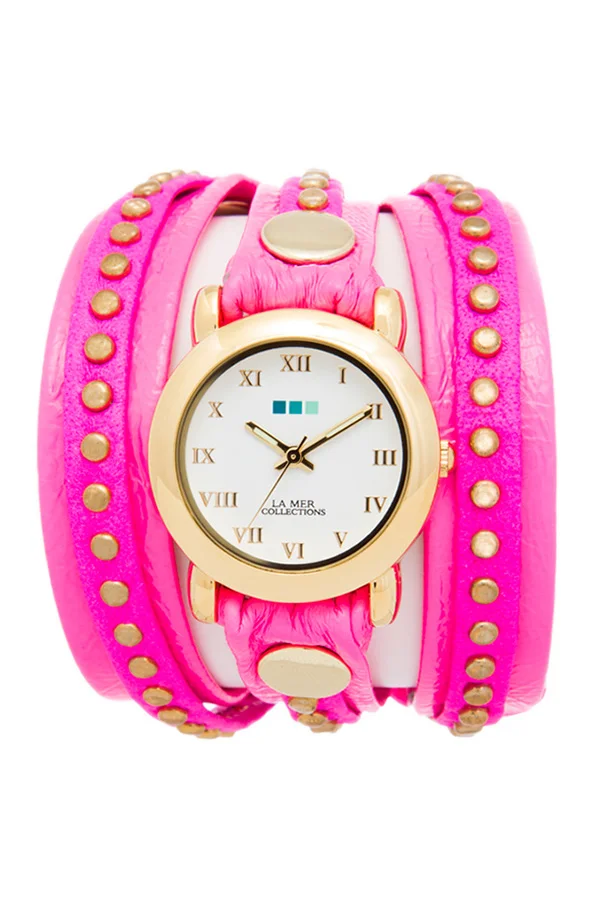 La Mer Collection Neon Pembe Circle Saat