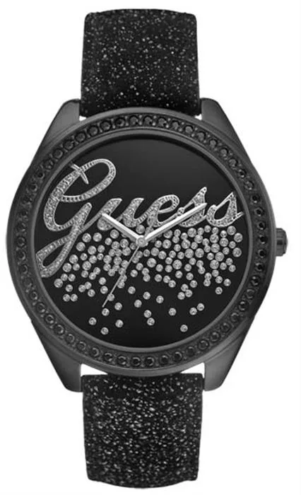 guess buyuk logolu tasli siyah saat