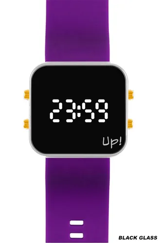 Up! Watch New Black Glass Gold Key Beyaz & Mor Kol Saati
