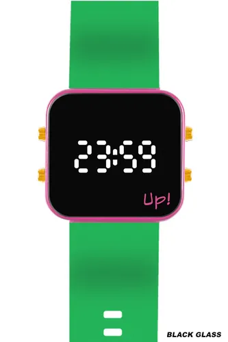 Up! Watch New Black Glass Gold Key Beyaz & New Yeşil Kol Saati