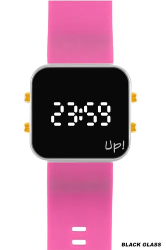 Up! Watch New Black Glass Gold Key Beyaz & Pembe Kol Saati