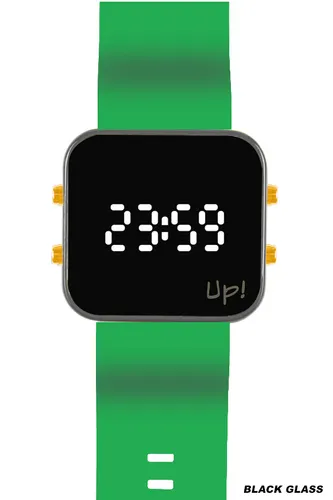 Up! Watch New Black Glass Gold Key Gri & New Yeşil Kol Saati