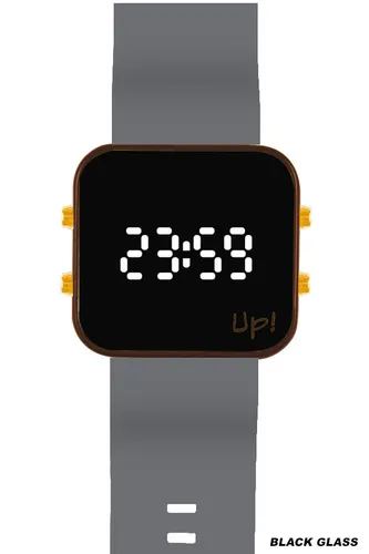 Up! Watch New Black Glass Gold Key Kahverengi & Gri Kol Saati