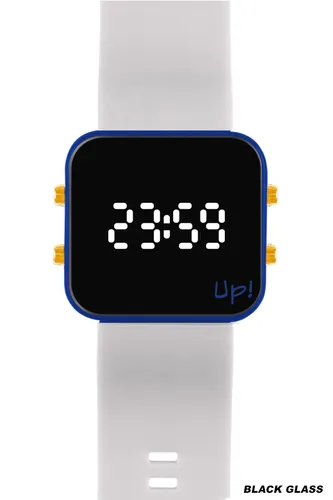Up! Watch New Black Glass Gold Key Mavi & Beyaz Kol Saati