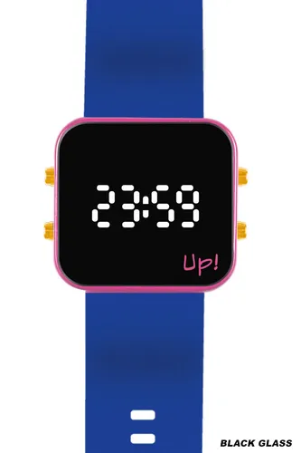 Up! Watch New Black Glass Gold Key Pembe & Lacivert Kol Saati