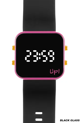 Up! Watch New Black Glass Gold Key Pembe & Siyah Kol Saati