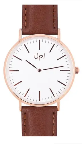 Up! Watch Rose Gold & Brown Slim Case Saat