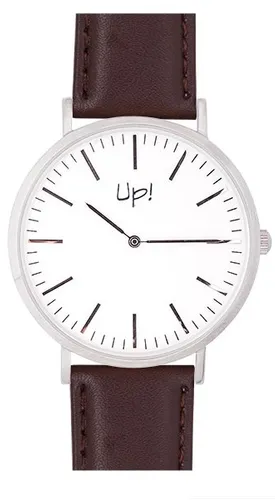 Up! Watch Silver & D.brown Slim Case Saat
