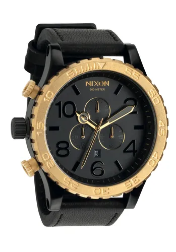 A124-1036 - Nixon 51-30 Chrono Leather Black/raw Gold Kol Saat