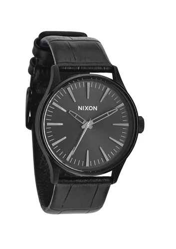 A377-1886 - Nixon Sentry 38 Leather Black Gator Kol Saati - A3