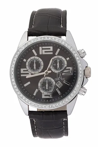 d'Arc Classy Silver/Black Leather Saat