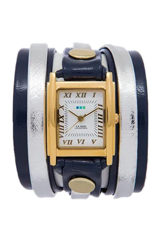 La Mer Collection Navy Metallic Silver Layer Saat
